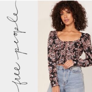 Free People NWT Santiago Floral Print Top Blouse sz. Medium metal label